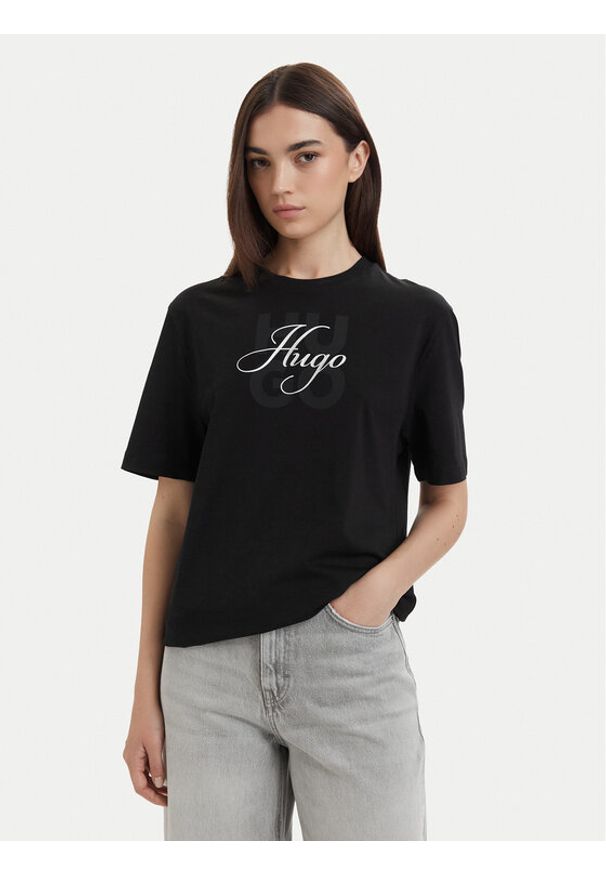 Hugo - HUGO T-Shirt Dashire_5 50566678 Czarny Relaxed Fit. Kolor: czarny. Materiał: bawełna