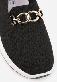 Born2be - Czarne Półbuty Tenisówki z Elastyczną Cholewką i Klamrą Vaiara. Okazja: na spotkanie biznesowe. Zapięcie: klamry. Kolor: czarny. Materiał: jeans. Szerokość cholewki: normalna. Styl: elegancki, biznesowy, klasyczny #9