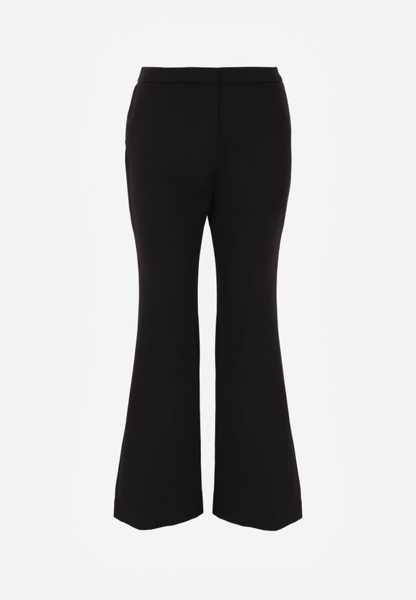 Born2be - Czarne Garniturowe Spodnie VICES o Kroju Dzwonów Tessaria. Okazja: na spotkanie biznesowe. Kolor: czarny. Styl: klasyczny, biznesowy, elegancki