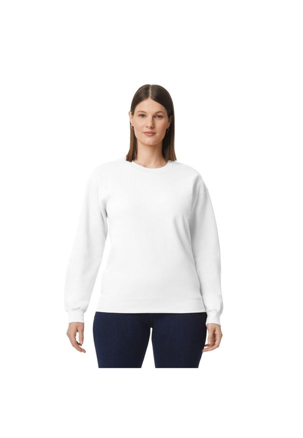 GILDAN - Bluza Polarowa Unisex Dla Dorosłych Softstyle Midweight Crew Neck Fleece Top. Kolor: biały. Materiał: polar