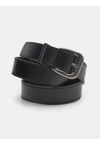 Sinsay - Pasek z klamrą z imitacji skóry - czarny. Kolor: czarny. Materiał: skóra #1