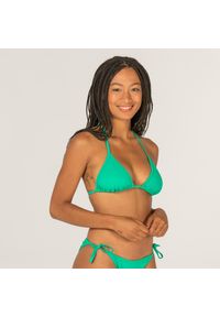 OLAIAN - Góra kostiumu kąpielowego surfingowego damska Olaian Mae. Kolor: zielony. Materiał: poliamid, elastan, poliester, materiał