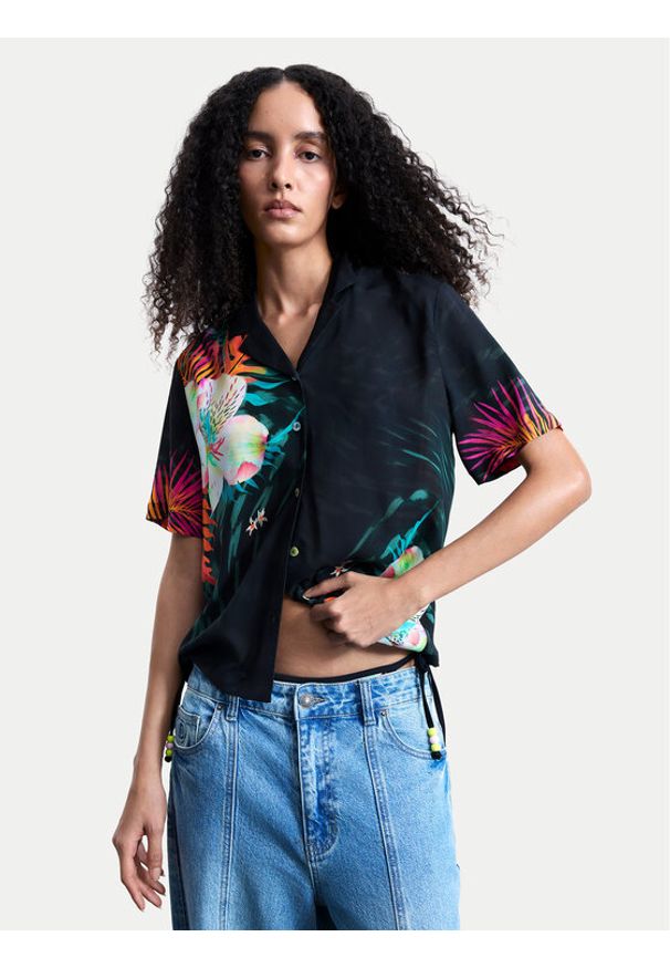 Desigual Koszula Daikiri 26SWCW36 Czarny Regular Fit. Kolor: czarny. Materiał: wiskoza