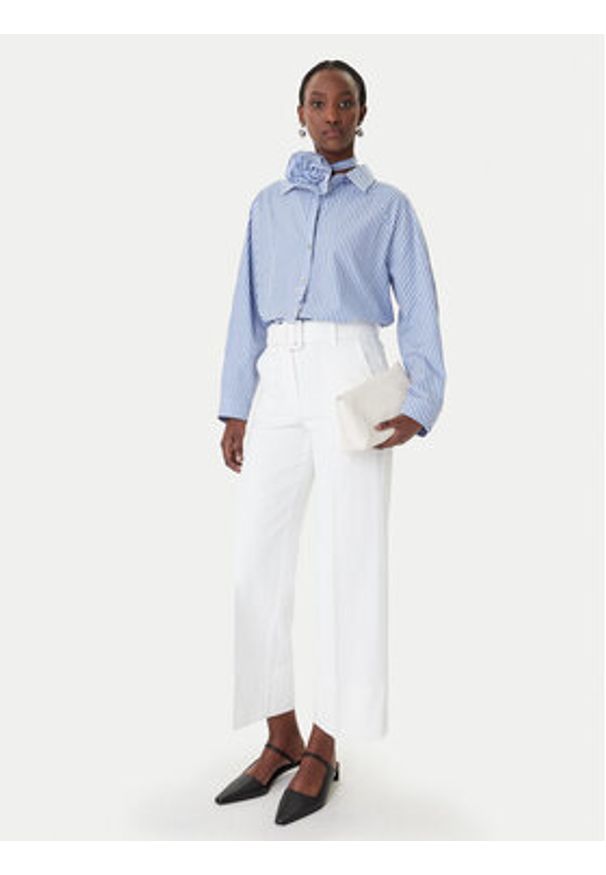 Marella Spodnie materiałowe Nicchia 2613131074 Biały Regular Fit. Kolor: biały. Materiał: bawełna