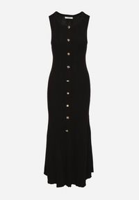 Born2be - Czarna Wiskozowa Sukienka Sweterkowa z Ozdobnymi Guzikami Lunarelle. Okazja: na co dzień. Kolor: czarny. Materiał: wiskoza. Wzór: aplikacja. Styl: klasyczny, casual, elegancki #6