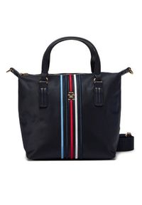 TOMMY HILFIGER - Tommy Hilfiger Torebka Poppy Small Tote Corp AW0AW15986 Granatowy. Kolor: niebieski. Materiał: skórzane #1