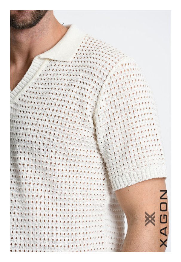 Xagon Koszulka Polo | P26082 MD604P | Mężczyzna | Kremowy. Okazja: na co dzień. Typ kołnierza: polo. Kolor: kremowy. Materiał: bawełna, poliester. Wzór: ażurowy. Styl: elegancki, casual