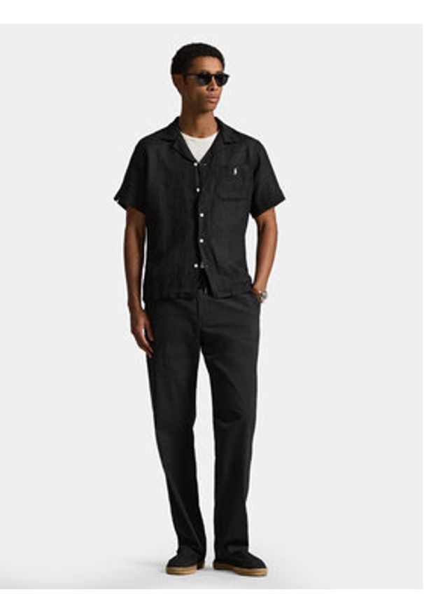 Polo Ralph Lauren Koszula 710966421500 Czarny Regular Fit. Typ kołnierza: polo. Kolor: czarny. Materiał: len
