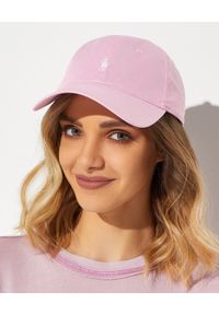 Ralph Lauren - RALPH LAUREN - Różowa czapka z daszkiem i haftowanym logo. Kolor: różowy, wielokolorowy, fioletowy. Materiał: bawełna. Wzór: haft #5