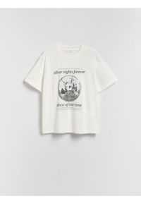 Reserved - T-shirt z nadrukiem - złamana biel. Materiał: bawełna. Wzór: nadruk