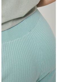medicine - Medicine spodnie damskie kolor turkusowy gładkie. Kolor: turkusowy. Materiał: dzianina. Wzór: gładki #4