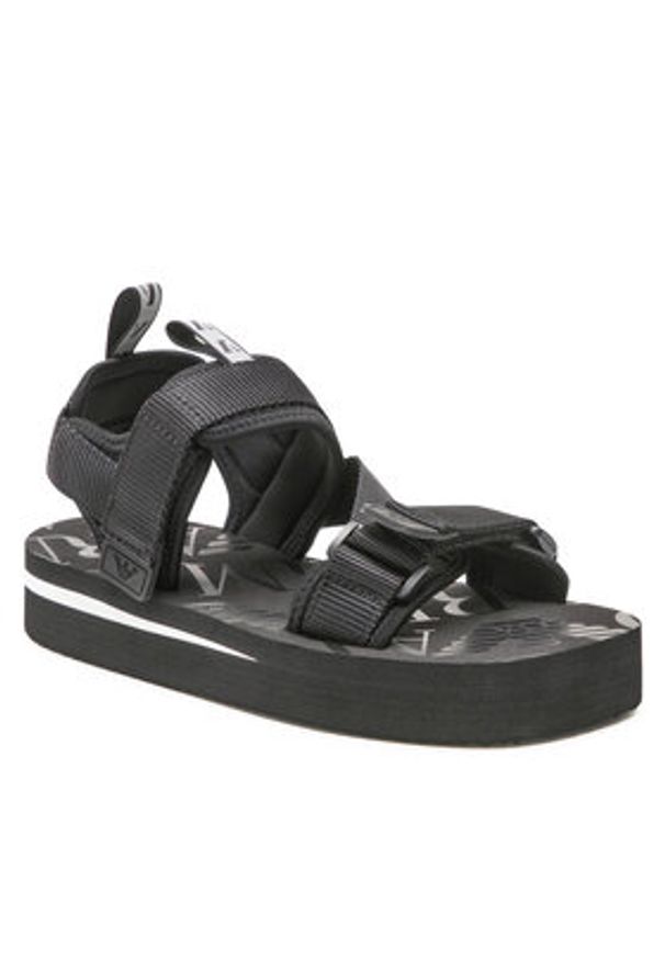 Emporio Armani Sandały X4P113 XN170 K001 Czarny. Kolor: czarny. Materiał: materiał
