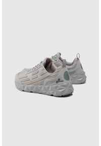 EA7 Emporio Armani - EA7 Szare sneakersy męskie z dużym logo. Kolor: szary. Materiał: zamsz, materiał. Szerokość cholewki: normalna. Wzór: aplikacja
