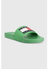 Tommy Jeans klapki POOL SLIDE ESS męskie kolor zielony EM0EM01191. Kolor: zielony. Materiał: guma #4