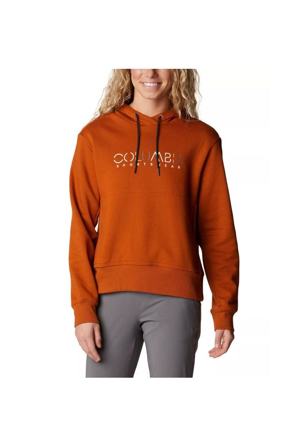 columbia - Bluza turystyczna damska Columbia Lodge Hoodie z kapturem. Typ kołnierza: kaptur. Kolor: żółty, pomarańczowy, wielokolorowy. Materiał: materiał. Sport: turystyka piesza