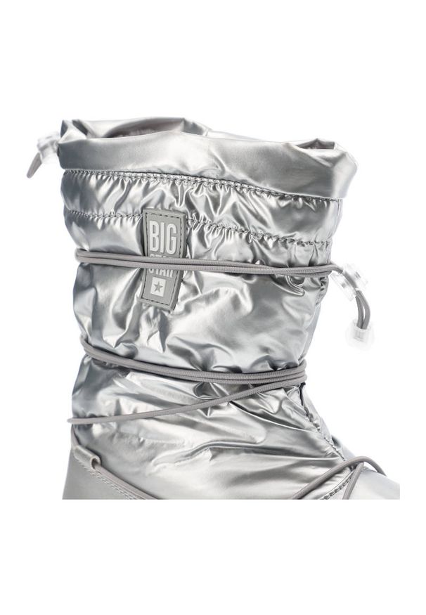 Big-Star - Srebrne Śniegowce Big Star Ocieplane Buty Damskie. Zapięcie: bez zapięcia. Kolor: srebrny. Materiał: syntetyk, materiał, skóra ekologiczna, futro. Szerokość cholewki: normalna. Sezon: zima. Obcas: na platformie. Styl: elegancki