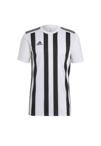 Koszulka do piłki nożnej męska Adidas Striped 21. Kolor: biały, czarny, wielokolorowy. Materiał: jersey. Wzór: paski. Sport: piłka nożna