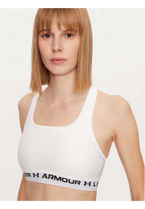 Under Armour Biustonosz sportowy Crossback Mid Bra 1361034 Biały. Kolor: biały. Materiał: syntetyk