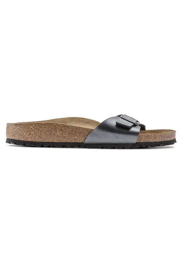 Birkenstock - BIRKENSTOCK MADRID BF Klapki damskie. Okazja: do domu, na co dzień. Kolor: szary. Materiał: skóra, materiał. Sezon: lato. Styl: casual, elegancki