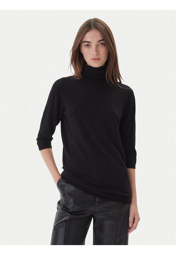 Kontatto Golf 3M0823C Czarny Regular Fit. Typ kołnierza: golf. Kolor: czarny. Materiał: wiskoza