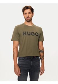 Hugo T-Shirt Dulivio 50467556 Khaki Regular Fit. Kolor: brązowy. Materiał: bawełna