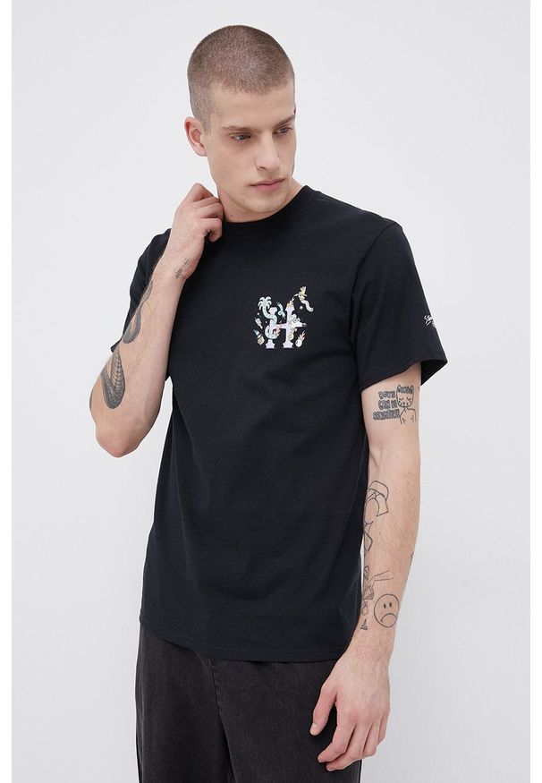 HUF - T-shirt bawełniany x Steven Harrington. Okazja: na co dzień. Kolor: czarny. Materiał: bawełna. Wzór: nadruk. Styl: casual