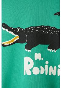 Mini Rodini bluza bawełniana dziecięca kolor zielony z nadrukiem. Kolor: zielony. Materiał: bawełna. Wzór: nadruk #2