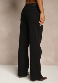 Renee - Czarne Bawełniane Jeansy High Waist z Szerokimi Nogawkami Leetie. Okazja: na co dzień. Stan: podwyższony. Kolor: czarny. Styl: casual, elegancki #3