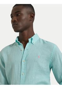 Polo Ralph Lauren Koszula 710968915501 Turkusowy Slim Fit. Typ kołnierza: polo. Kolor: turkusowy. Materiał: len #5