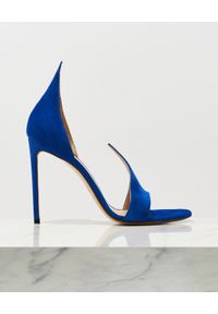 FRANCESCO RUSSO - Niebieskie sandały na szpilce Flame. Kolor: niebieski. Materiał: zamsz. Obcas: na szpilce #5