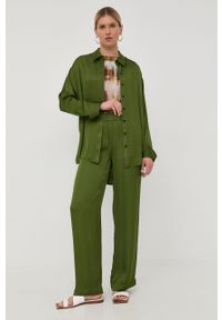 Birgitte Herskind spodnie damskie kolor zielony proste high waist. Okazja: na co dzień. Stan: podwyższony. Kolor: zielony. Materiał: guma, tkanina. Styl: casual