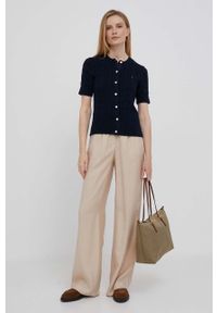 Polo Ralph Lauren kardigan bawełniany kolor granatowy lekki. Typ kołnierza: polo. Kolor: niebieski. Materiał: bawełna. Długość rękawa: krótki rękaw. Długość: krótkie. Wzór: ze splotem #3