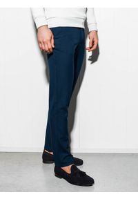 Ombre Clothing - Spodnie męskie chino P832 - granatowe - S. Kolor: niebieski. Materiał: tkanina, elastan, poliester, wiskoza. Styl: klasyczny, elegancki #2