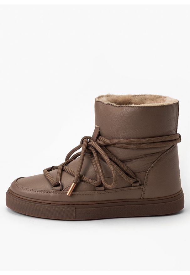 Inuikii - Śniegowce damskie INUIKII FULL LEATHER. Okazja: do pracy, na spacer, na co dzień. Kolor: brązowy. Styl: casual