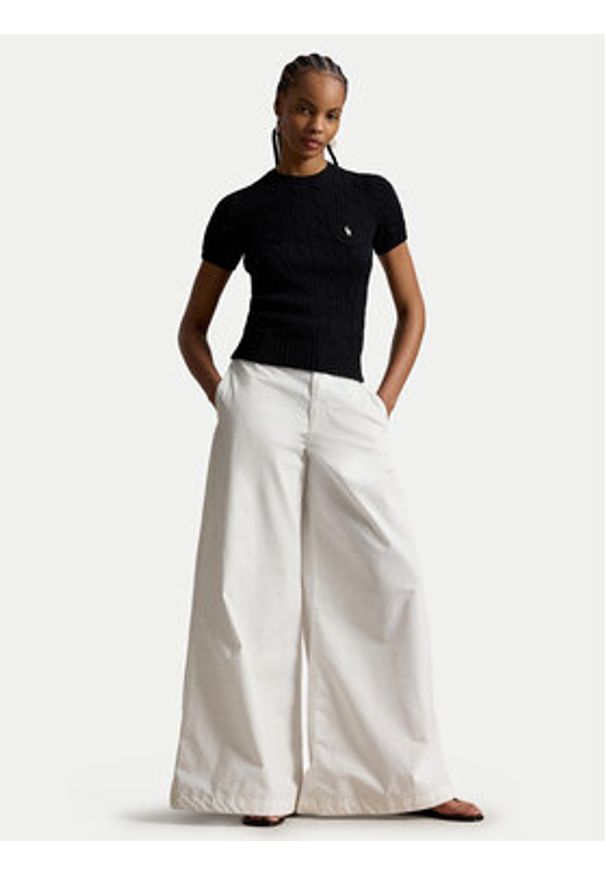 Polo Ralph Lauren Sweter 211971873506 Czarny Slim Fit. Typ kołnierza: polo. Kolor: czarny. Materiał: bawełna