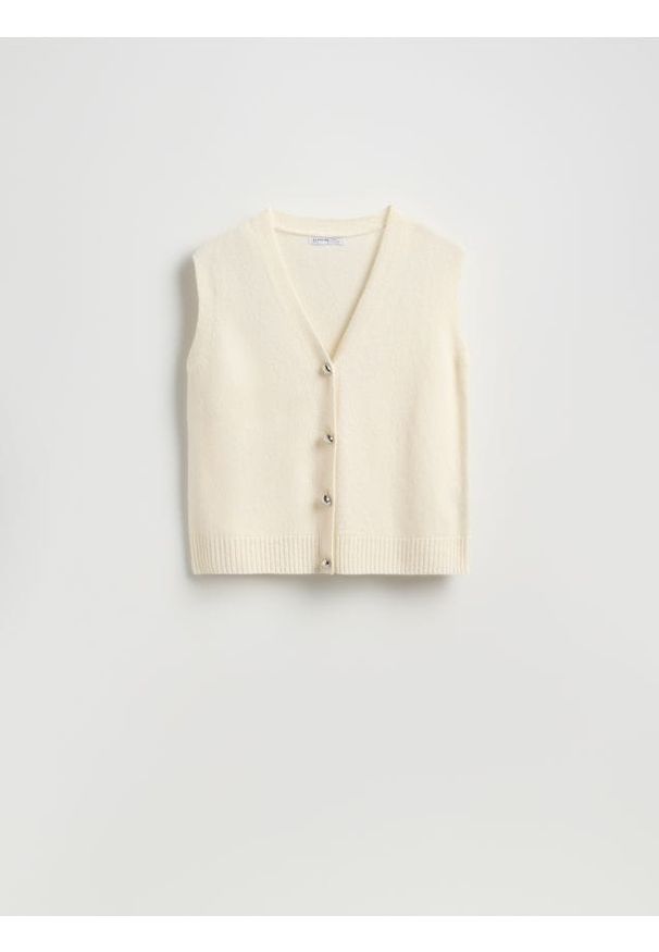 Reserved - Wełniana kamizelka - kremowy. Kolor: kremowy. Materiał: wełna