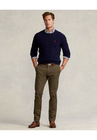 Ralph Lauren - RALPH LAUREN - Brązowe spodnie chino Slim Fit. Kolor: brązowy. Materiał: bawełna, tkanina #2