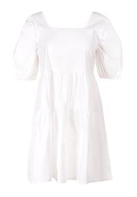 Born2be - Biała Sukienka Berinesha. Typ kołnierza: dekolt kwadratowy. Kolor: biały. Materiał: bawełna, elastan #5