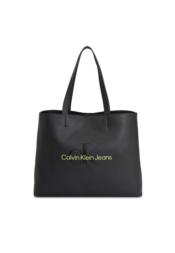 Calvin Klein Jeans Torebka Sculpted Slim Tote34 Mono K60K610825 Czarny. Kolor: czarny. Materiał: skórzane