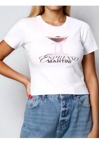 Sinsay - Bawełniana koszulka z nadrukiem - biały. Kolor: biały. Materiał: bawełna. Wzór: nadruk #1