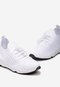 Born2be - Białe Buty Sportowe z Metaliczną Nitką i Gumką ze Stoperem Qiliara. Kolor: biały #2