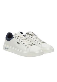 Aeronautica Militare - AERONAUTICA MILITARE Białe sneakersy męskie skórzane, Rozmiar 44. Okazja: na co dzień. Kolor: biały. Materiał: skóra #3