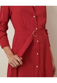 Marella - MARELLA - Czerwona sukienka koszulowa Display. Typ kołnierza: bez kołnierzyka. Kolor: czerwony. Materiał: wiskoza, elastan, materiał. Długość rękawa: długi rękaw. Typ sukienki: koszulowe. Długość: maxi #2