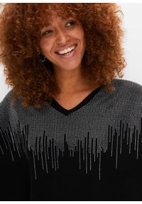 bonprix - Cienki sweter z aplikacją ze sztrasów. Kolor: czarny. Wzór: aplikacja #2