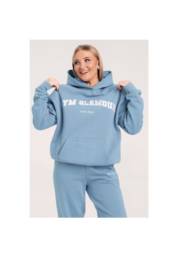 GYM GLAMOUR - Bluza fitness damska Gym Glamour college sky. Kolor: niebieski. Sport: fitness