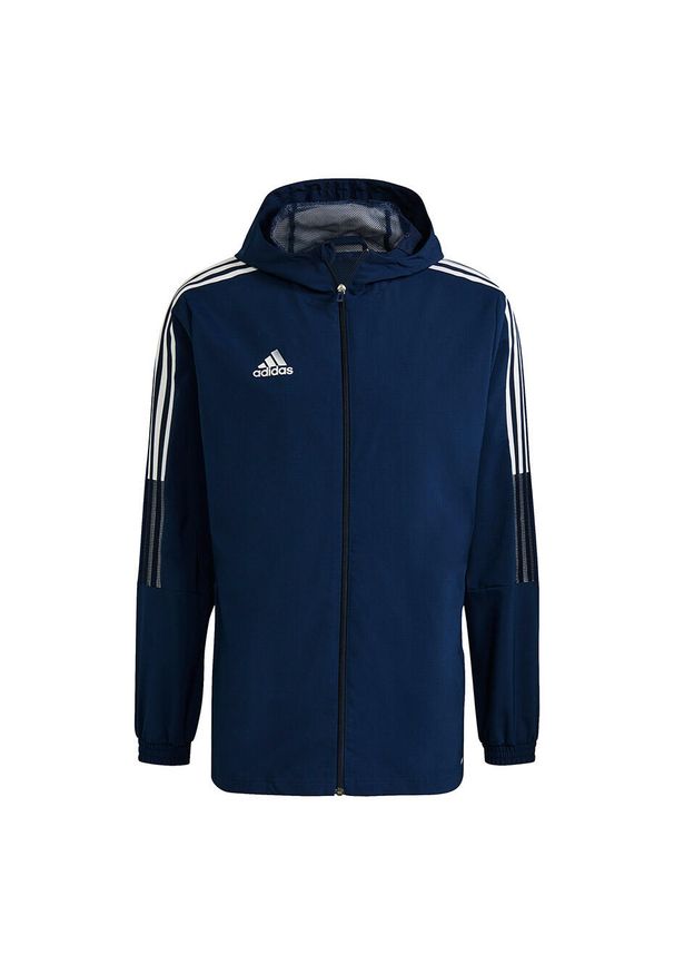 Adidas - Kurtka piłkarska męska adidas Tiro 21 Windbreaker. Kolor: niebieski, wielokolorowy, biały. Sport: piłka nożna