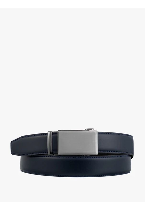 Ryłko - Granatowy pasek ze skóry licowej. Kolor: niebieski. Materiał: skóra. Styl: klasyczny, elegancki, street