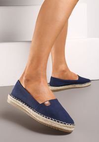 Renee - Granatowe Płaskie Casualowe Espadryle w Stylu Boho Lephea. Okazja: na co dzień. Zapięcie: bez zapięcia. Kolor: niebieski. Materiał: len. Sezon: lato. Styl: casual, boho #1