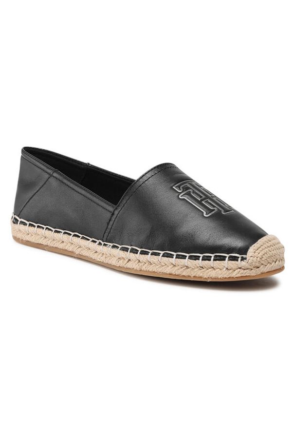 TOMMY HILFIGER - Tommy Hilfiger Espadryle Feminine Leather Espadrille FW0FW05653 Czarny. Kolor: czarny. Materiał: skóra