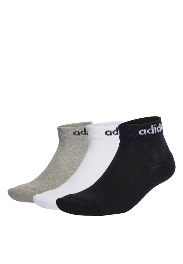 Adidas - Linear Ankle Socks Cushioned Socks 3 Pairs. Kolor: biały, wielokolorowy, czarny, szary. Materiał: materiał